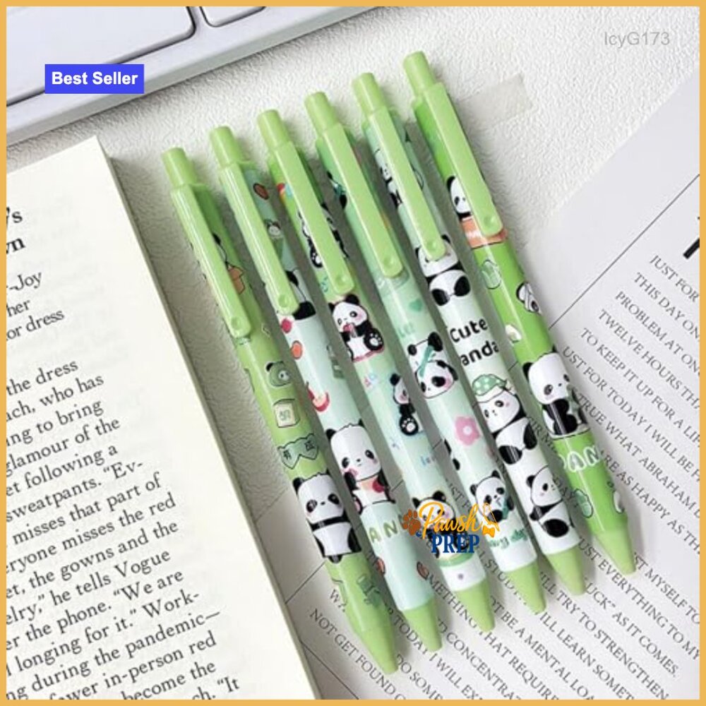 6-Pack Panda Gel Pens 0.5mm Retractable Office School Supplies - Picture 2 of 7